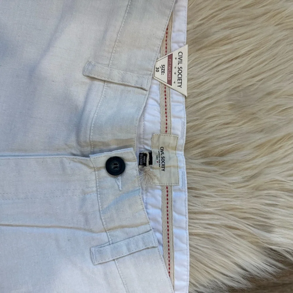 Society Men's Light Cream Flat Front Shorts - Picture 3 of 3